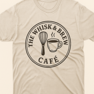 Whisk & Brew Cafe T-Shirt - Cream