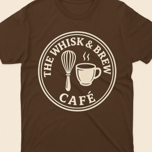 Whisk & Brew Cafe T-Shirt - Brown